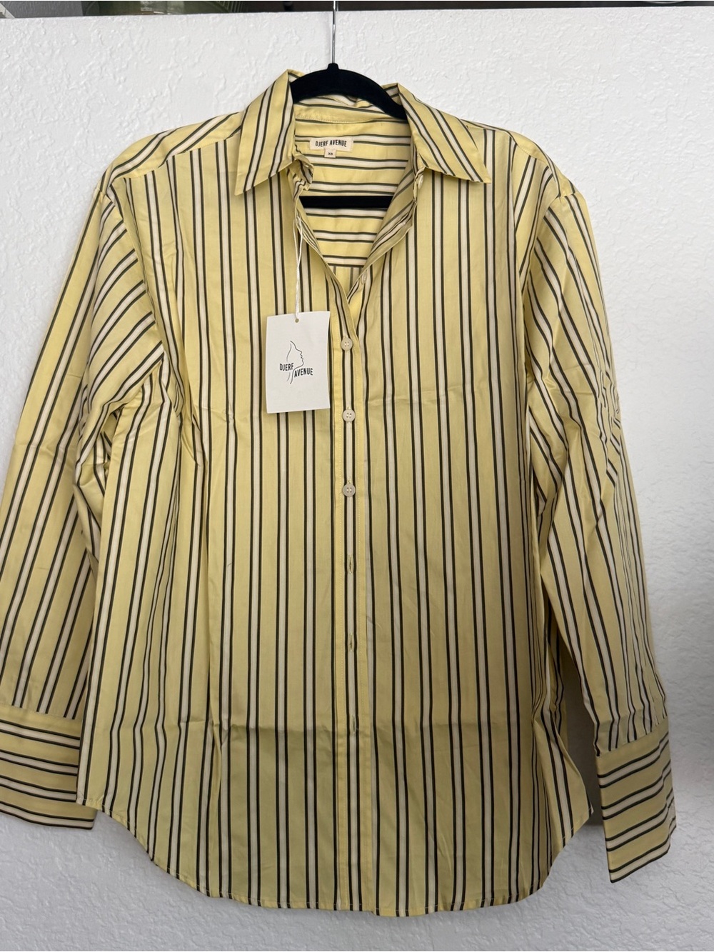 Djerf Avenue Yellow Striped Men's Button-Up Shirt
